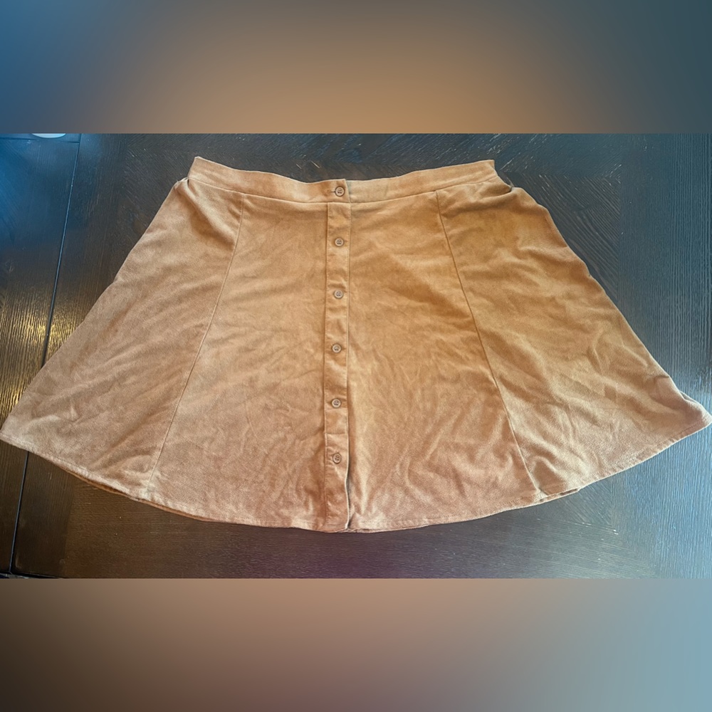 Brown/Tan Suede-Like Skirt size large Juniors